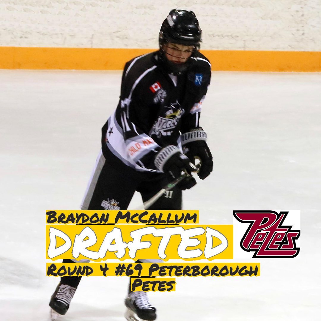 Congrats to Corvairs affiliated player Braydon McCallum on being selected by the @PetesOHLhockey ! They’ve produced some fantastic hockey players! Enjoy the moment Braydon! You earned it.